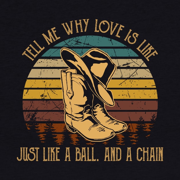 Tell Me Why Love Is Like Just Like A Ball. And A Chain Cowboy Boot Hat Vintage by Maja Wronska